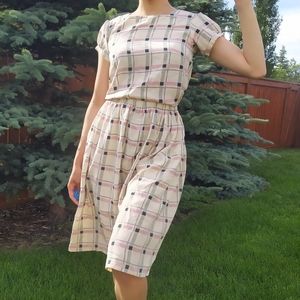 Vintage Handmade Plaid Skirt Set